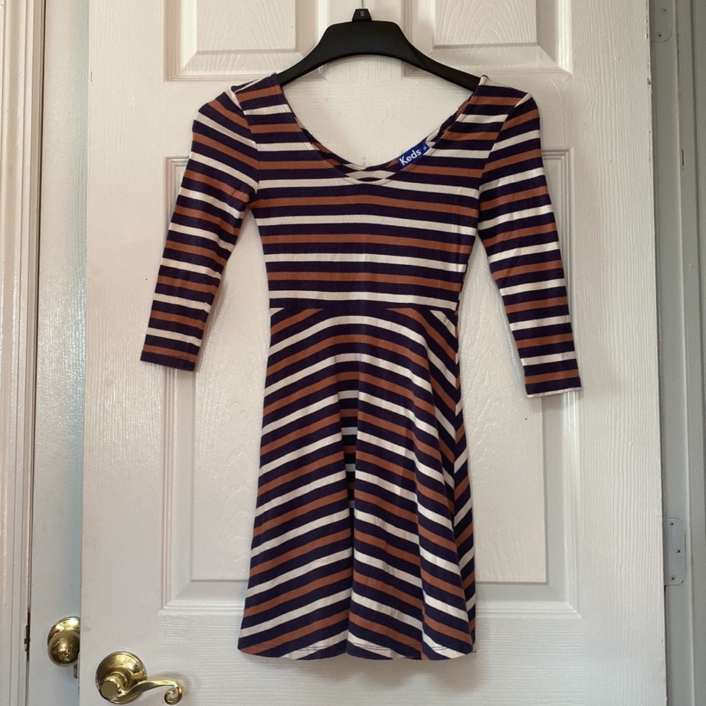 KEDS Navy Cabin Striped Stripes Skater Mini Dress